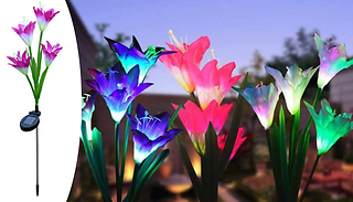2-Pack Solar Colour-Changing Lily Garden Stake Lights - 3 Colours