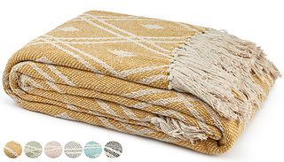 Woven Diamond Geometric Scandi Throw - 7 Colours & 2 Sizes