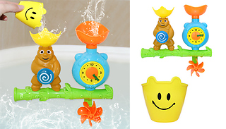 Kids Bath Time Water Spinning Wheel Toy with Bucket