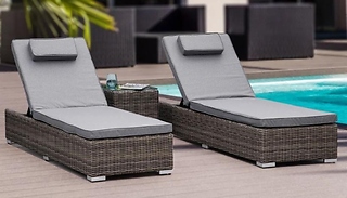 3-Piece Outsunny Rattan Recliner Loungers with Side Table