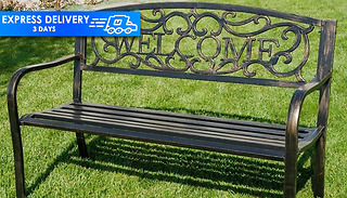 Welcome Bronze Garden Bench