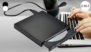 2-in-1 External DVD/CD Reader and Burner - Black or White