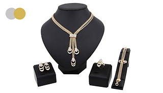 4 Piece Crystal Droplet Jewellery Set - 2 Colours