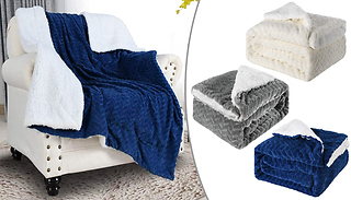 Plush Fleece Lined Reversible Blanket - 3 Colours