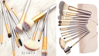 12-Piece Glamza Champagne Makeup Brush Set