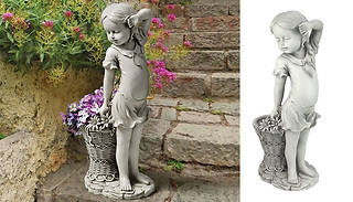 Miniature Flower Girl Statue with Planter