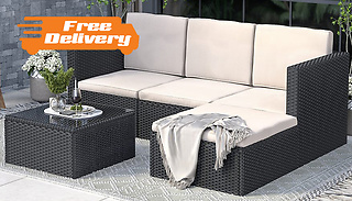 5-Piece Rattan Outdoor Patio Sofa Set With Optional Cover - 2 Colours