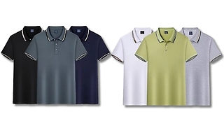 3-Pack Men's Solid Colour Polo Shirts - 2 Sets & 6 Sizes