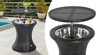 Rattan Table Cooler With Ice Bucket Compartment