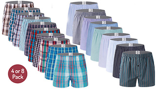 4 or 8-Pack of Men's Stripe or Plaid Boxers - 8 Sizes