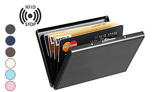 1 or 2 Anti-Scan Stainless Steel RFID Card Holders - 7 Colours