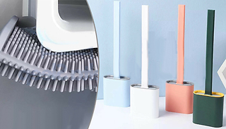 1 or 2-Pack of Flexible Silicone Toilet Brushes With Holders - 4 Colo ...