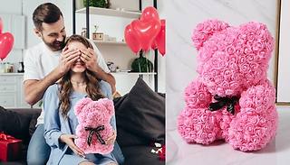 Valentine's Day Rose Teddy Bear With Gift Box - 10 Colours & 2 Sizes