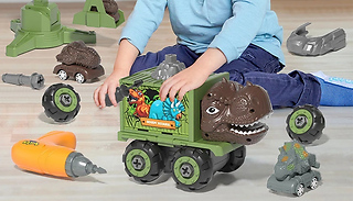 DIY Dinosaur Car Truck Playset - 2 Dinosaurs & 2 Sizes