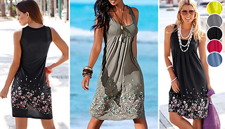 Sleeveless Floral Loose Fit Summer Dress - 5 Colours & 5 Sizes
