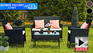 4-Piece Garden Rattan Chair & Coffee Table Set - 5 Options