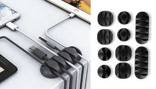 10-Pack Self-Adhesive Cord Management Clips - 3 Colours 