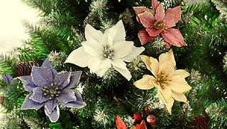 20-Pack of Artificial Poinsettia Flower Christmas Decorations - 6 Colo ...