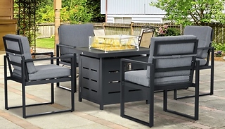Outsunny 5-Piece Garden Furniture Set - Fire Pit Table & 4 Chairs!