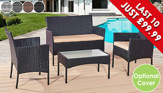 4-Piece Rattan Outdoor Furniture Set with Optional Cover - 4 Colours