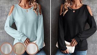 Loose-fitting Cold-Shoulder T-shirt - 5 Colours, 4 Sizes 