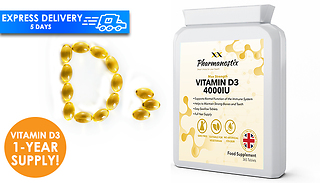 Vitamin D3 4000IU High-Strength 365 Tablets - 1-Year Supply!