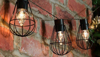 10-LED Solar Powered Retro Iron Bulb String Lights