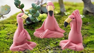 3-Piece Yoga Flamingo Figurines