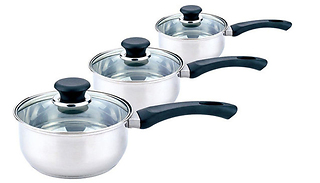 3-Piece Stainless Steel Pan Set with Lids