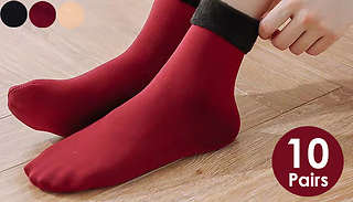 10-Pairs of Women's Fleece Lined Socks - 3 Colours