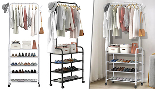 4 or 5-Tier Metal Coat & Shoe Wheel-Along Stand - 2 Colours