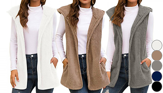 Women's Hooded Teddy Gilet - 5 Sizes & 5 Colours
