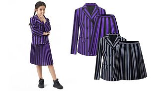 Wednesday Inspired Girls Gothic Costume - 2 Colours, 6 Sizes