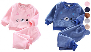 Kids' Bear Fleece Lounge Set - 6 Colours & 6 Sizes