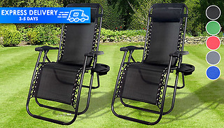 Pair of Zero Gravity Loungers - 5 Colours