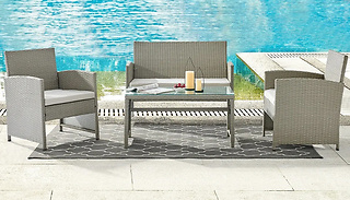 4-Piece Grey Rattan Garden Sofa & Table Set