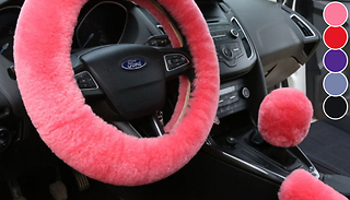 3-Piece Fluffy Steering Wheel Cover Set - 5 Colours