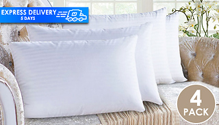 4 x Luxury Hollowfibre Hotel-Quality Stripe Pillows