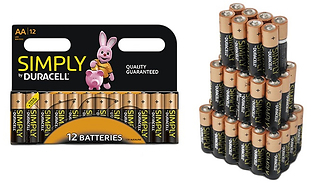 Duracell AA or AAA Batteries - Pack of 4, 8, 12, 24, 36 or 60