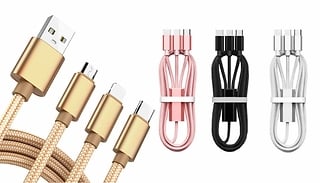 3-in-1 USB Fast Charging Braided Cable - 4 Colours!