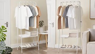 Small Clothes Rail Rack with Shelves - 2 Colours