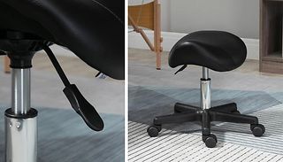 HOMCOM PU Leather Rolling Saddle Stool