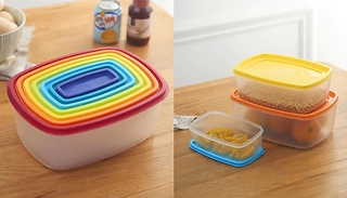 7-Piece Rainbow Plastic Food Container Set