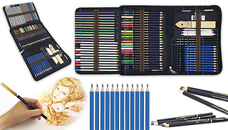 72-Piece Sketching Pencils & Tools Set