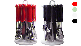24-Piece Cutlery Set & Stand - 4 Assorted Colours