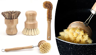 4-Piece Bamboo Kitchen Cleaning Brush Set