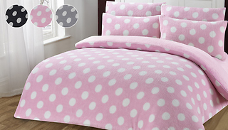Soft Fleece Dotty Duvet Cover Set - 3 Colours