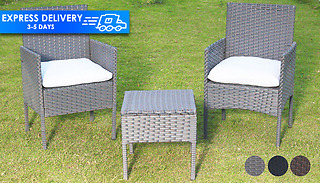 3-Piece Rattan Armchairs & Side Table Set - 3 Colours
