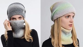Knitted Gradient Beanie & Snood Set - 5 Colours 