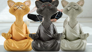 Meditating Resin Cats Garden Ornament - 3 Colours